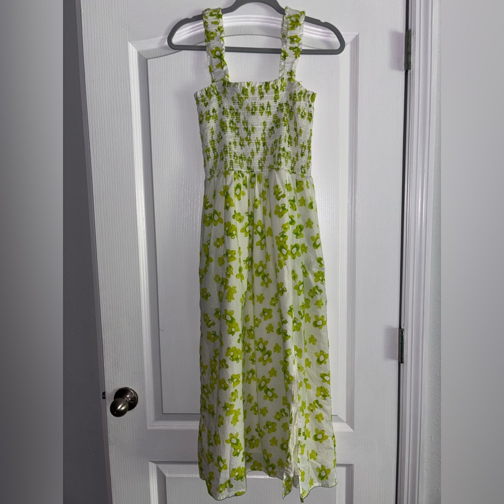 Wayf Green and White Floral Dress
